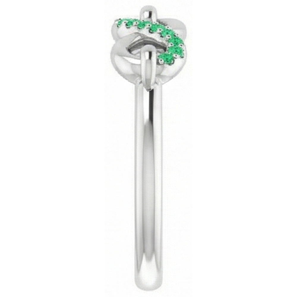 Round Green Emerald Promise Ring Infinity 1 Carat White Gold 14K