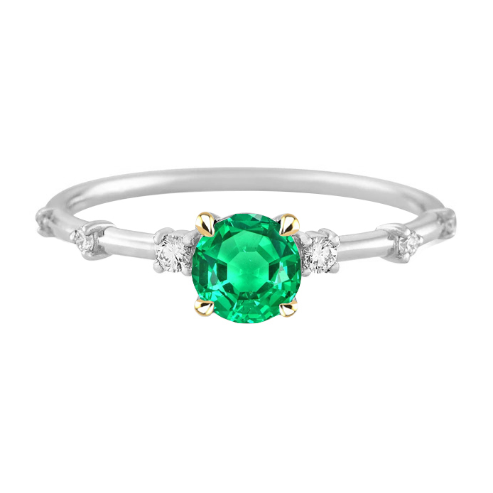 Colombian Emerald Gemstone Ring 2-ct 14K Two Tone Gold – main view