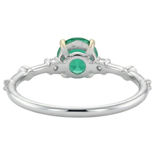 Colombian Emerald Round Brilliant Gemstone Ring in 14K Two Tone Gold – back view