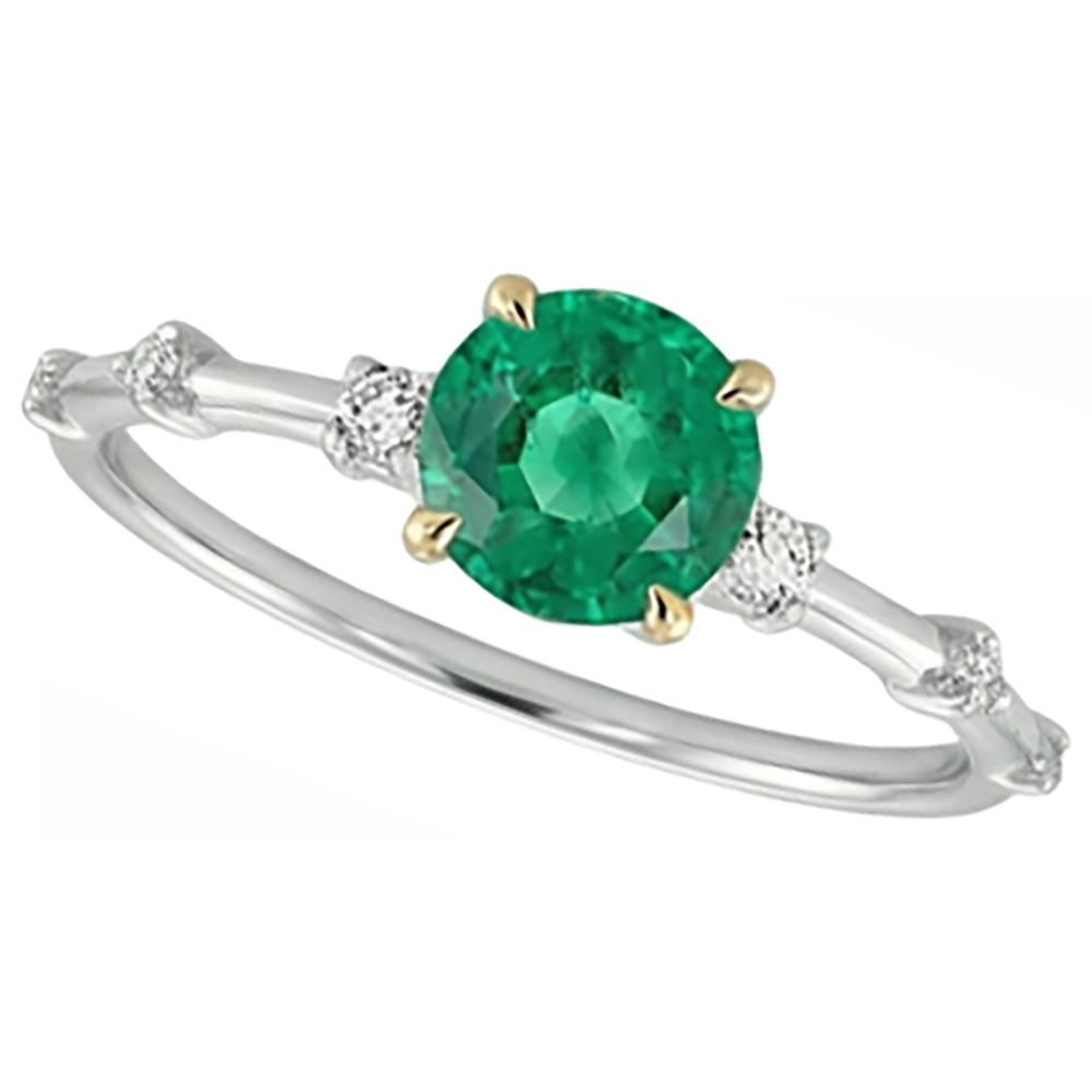 Real Colombian Emerald Gemstone Ring – angle view