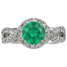 Colored Stone Ring 14 Karat Two Tone Gold with Emerald – profile view