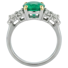 Genuine Fine Emerald Colored Stone Ring 3 ct Two-Tone 14K Gold – back view