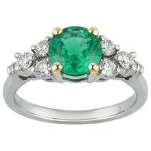 Round Brilliant Fine Emerald ring in Two-Tone 14K Gold – angle view