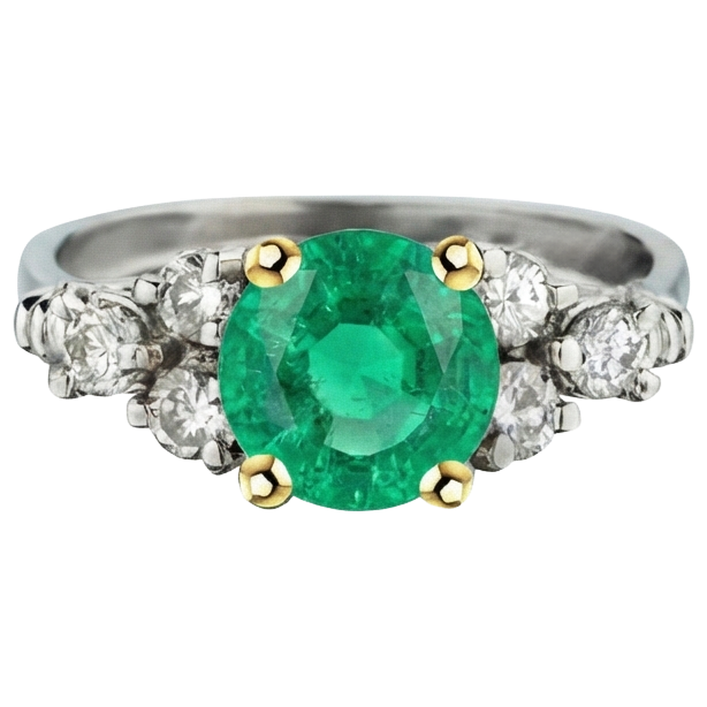 Handcrafted Fine Emerald Colored Stone Ring 3 ct – side view