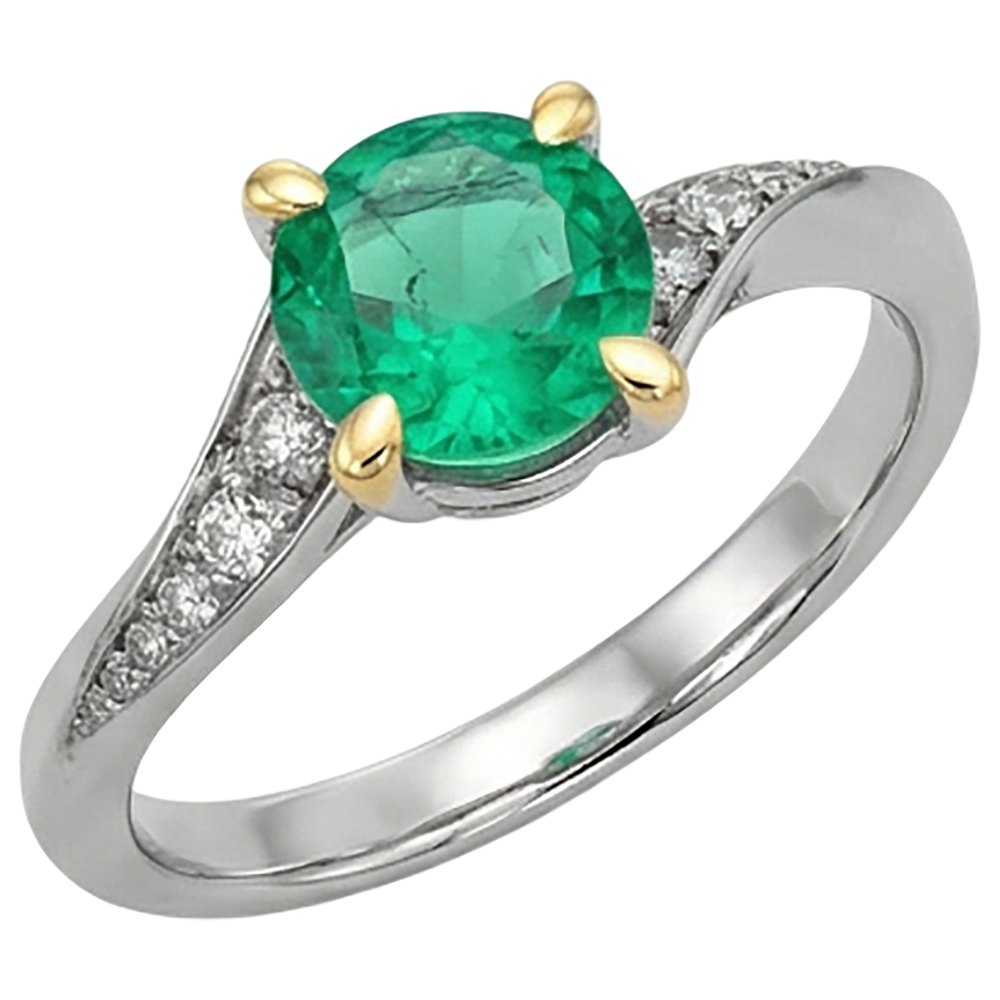 Shimmering Emerald Colored Stone Ring 2.50 ct – angle view
