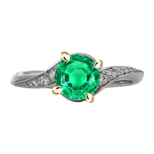 Colored Stone Ring 14 Karat Two Tone Gold with Emerald – main view