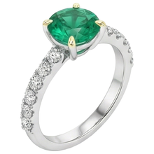 Colored Stone Ring 14 Karat Two Tone Gold with Fine Emerald – side view