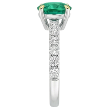 Colored Stone Ring 14 Karat Two Tone Gold with Fine Emerald – top view