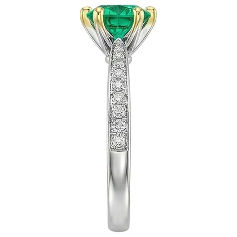 Emerald Colored Stone Ring 2.50-ct Two-Tone 14K Gold – back view