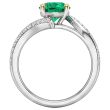 Genuine Emerald Precious Stone Ring 2 ct Two-Tone 14K Gold – top view