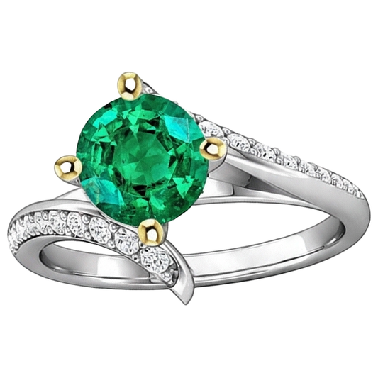 Genuine Emerald Precious Stone Ring – front view