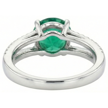Round Green Emerald With Natural Earth Mined Diamonds 3.75 Carats Wedding Ring White Gold 14K