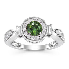 Round Green Sapphire Natural Earth Mined DIAMOND ( NOT LAB GROWN ) Ring White Gold Jewellery 1.35 Ct.