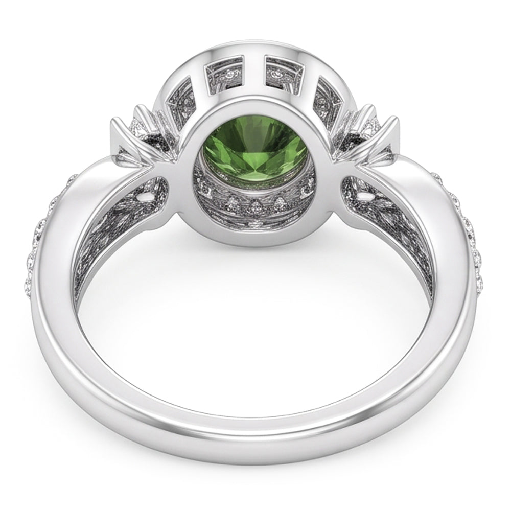 Round Green Sapphire Natural Earth Mined DIAMOND ( NOT LAB GROWN ) Ring White Gold Jewellery 1.35 Ct.