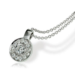 Round Halo 1.5 Carats Natural Diamond Pendant Necklace Solid White Gold 14K