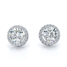 Round Halo 2.80 Carats Diamond Natural Ladies Stud Earrings White Gold 14K