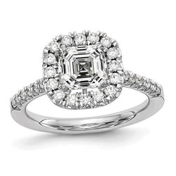 Round Halo Asscher Natural Diamond Wedding Ring With Accents 4.20 Carats Gold