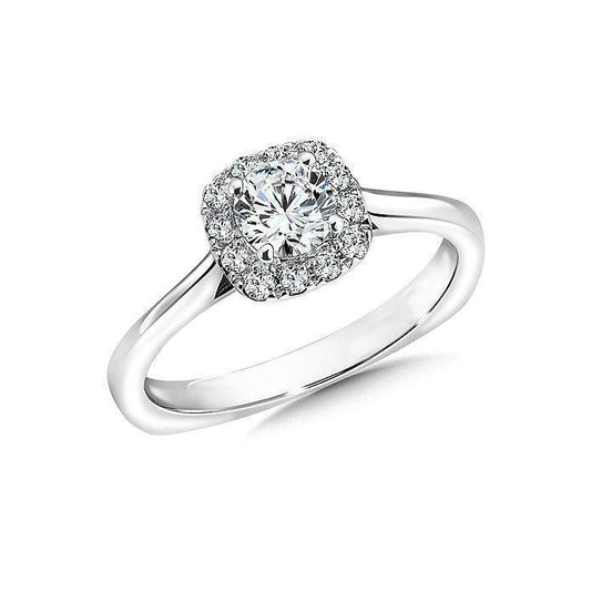 Round Halo Natural Diamond Engagement Ring White Gold 14K 1.36 Carats