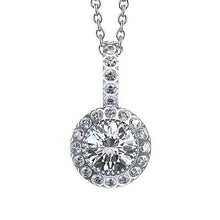 Round Halo Natural Diamond Pendant Necklace 3 Ct. White Gold 14K