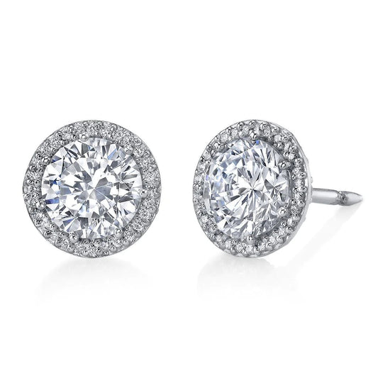 Round Halo Natural Diamond Stud Earring 2.60 Ct 14K White Gold Fine Jewelry