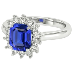 Natural Sapphire Ring 6.50ct - White Gold 14K