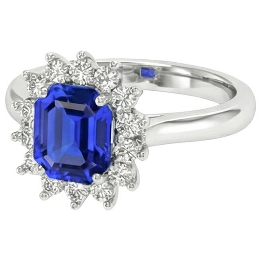natural round sapphire 6.50ct ring front view