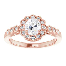 Round Halo Old Mine Cut Real Diamond Ring Bezel Set 4.25 Carats Rose Gold