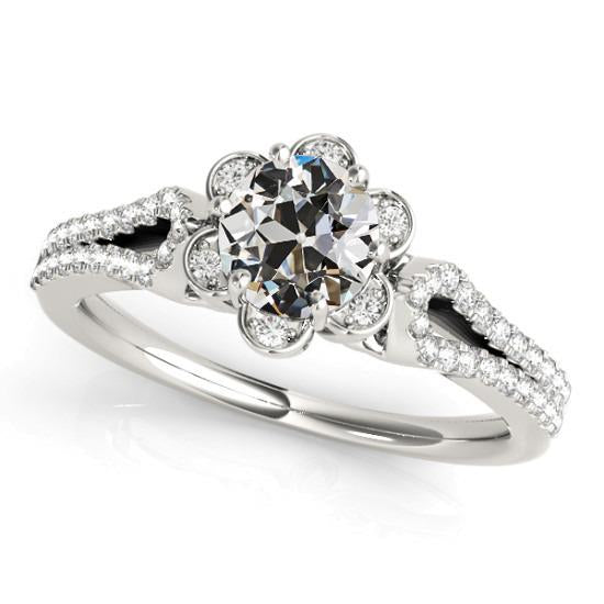Round Halo Old Miner Genuine Diamond Ring Flower Style Split Shank 4.50 Carats