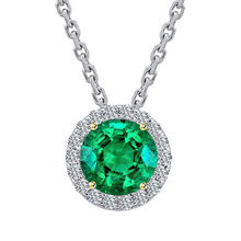 Natural Emerald Stone Pendant Necklace 2.50 ct 14K Two Tone Gold – main view