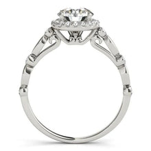 Round Halo Real Diamond 1.50 Carat Engagement Anniversary Ring WG 14K