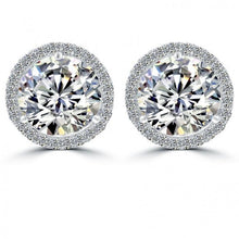 Round Halo Real Diamond Stud Post Earring 5.50 Carats White Gold Diamonds