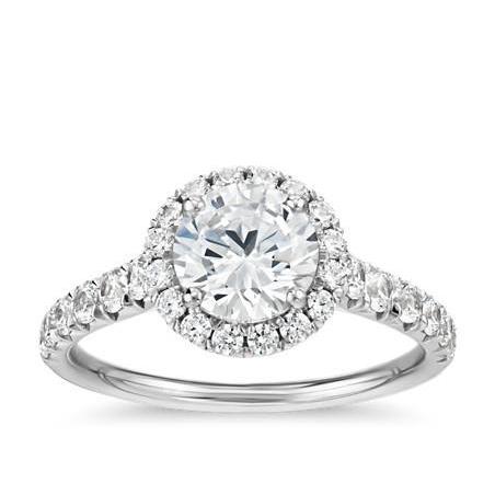 Round Halo Real Diamond Wedding Ring 1.50 Carats