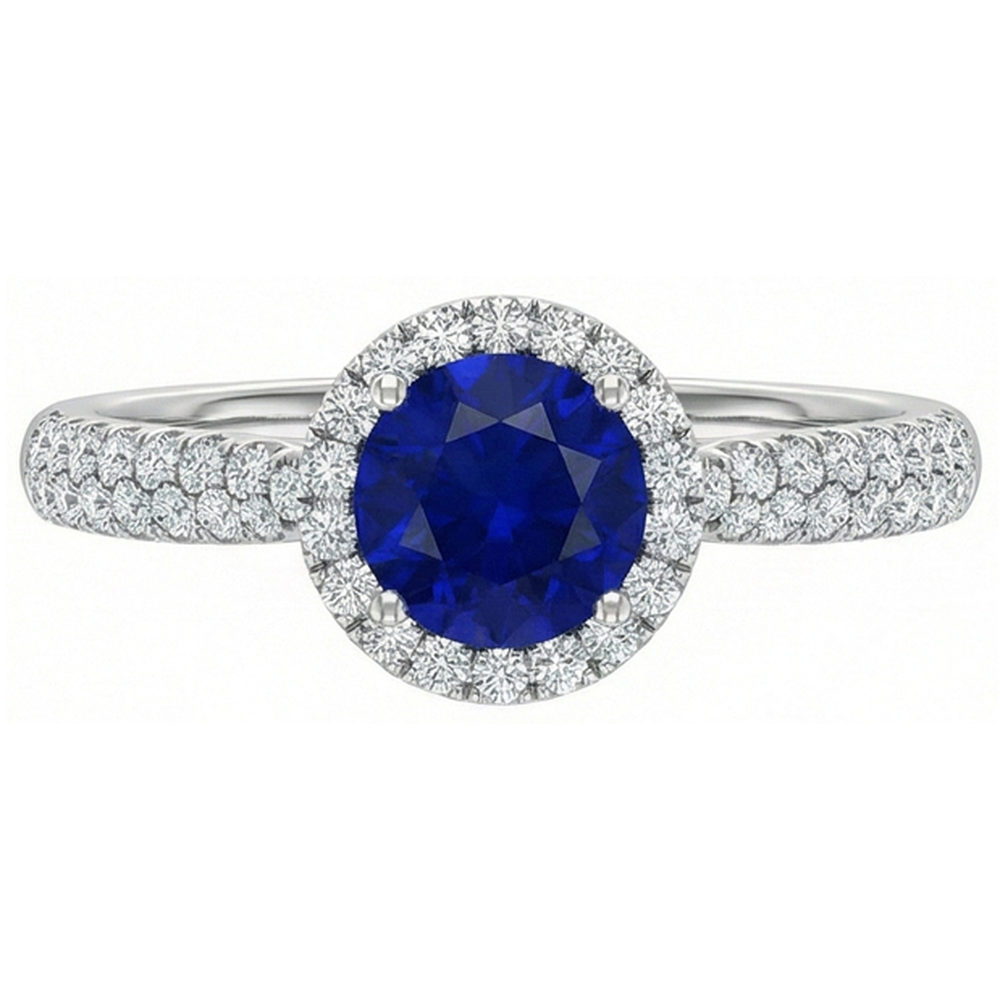 natural round sapphire 3ct ring side angle