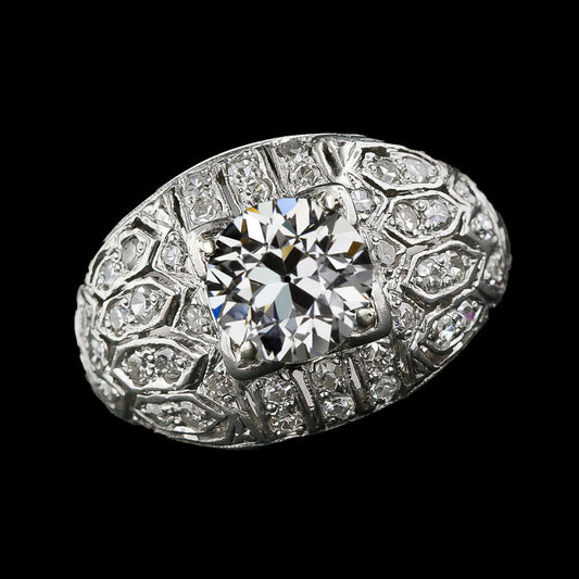 Round Halo Ring Old Miner Diamonds Genuine 3.75 Carats Gold Jewelry