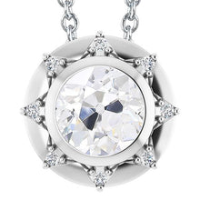 Round Halo Women's Real Diamond Pendant Old Miner Bezel Set 6.50 Carats