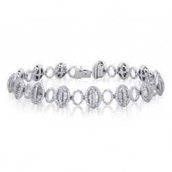 Round Ladies Bracelet Prong Set Genuine Diamonds 3 Carats White Gold 14K