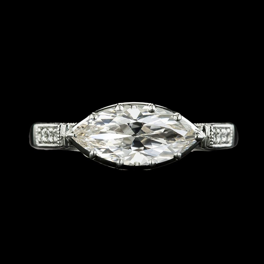 Round & Marquise Old Cut Natural Diamond Ring 14K Gold Jewelry 5.50 Carats