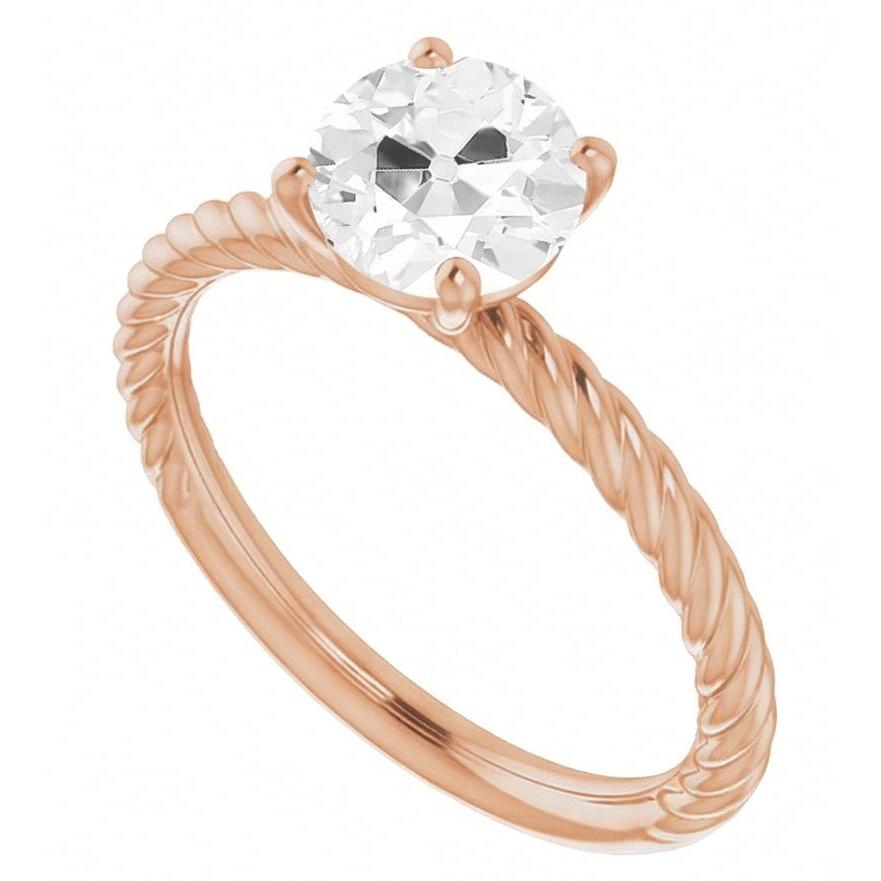 Real Diamond Solitaire Ring 2 ct 14 Karat Rose Gold – angle view