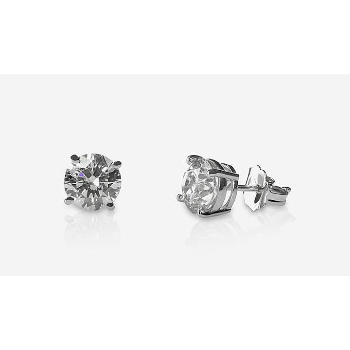 Round Natural Cut Diamond 1 Carat Stud Earring 14K White Gold