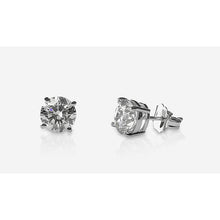 Round Natural Cut Diamond 1 Carat Stud Earring 14K White Gold