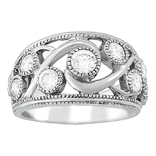 Round Natural Diamond 1.50 Carats Anniversary Ring Thick Shank White Gold 14K