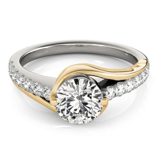 Round Natural Diamond 1.50 Carats Engagement Solitaire Ring Two Tone Gold 14K