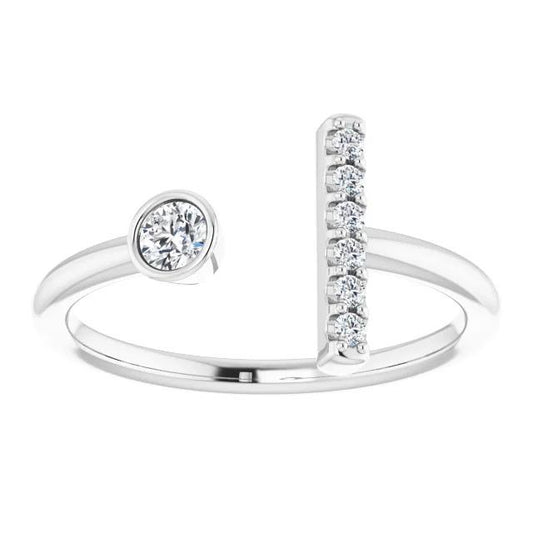 Round Natural Diamond Bar Style Ring 0.48 Carats 