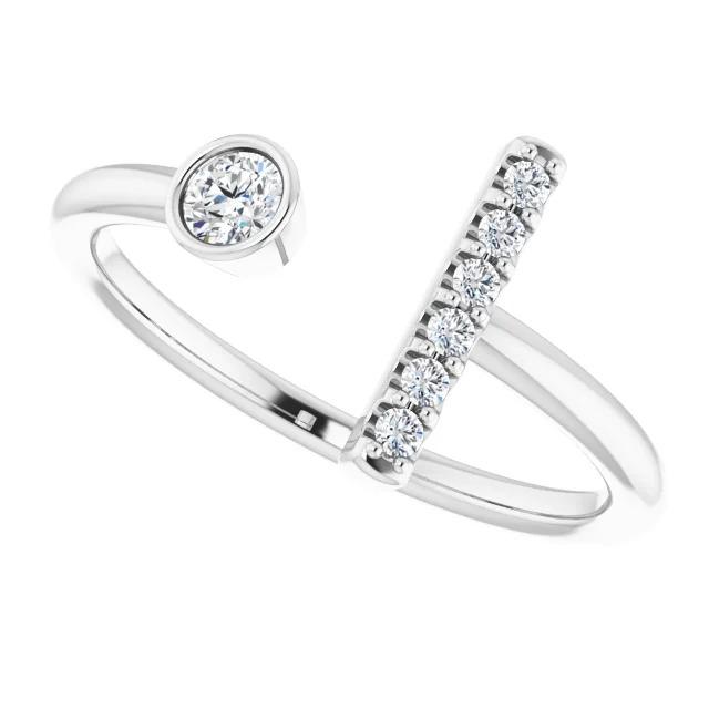 Round Natural Diamond Bar Style Ring Women Jewelry