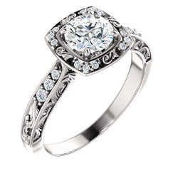 Round Natural Earth Mined Diamond Engagement Anniversary Ring 1.66 Carats White Gold 14K