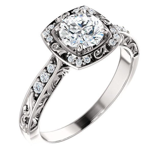 Round Natural Diamond Engagement Anniversary Ring 1.66 Carats White Gold 14K