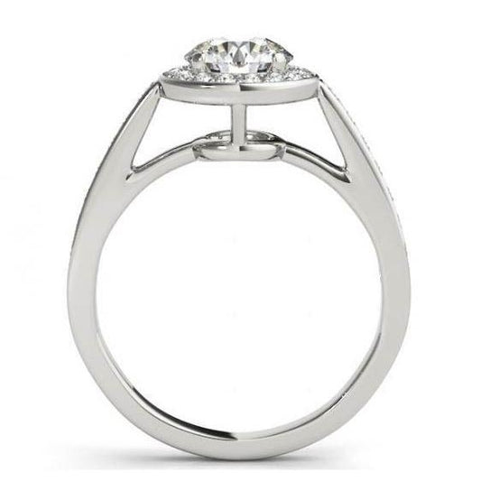 Round Natural Diamond Engagement Halo Ring 1.50 Carats 