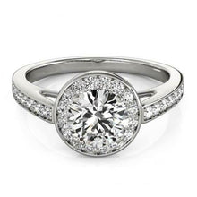 Round Natural Diamond Engagement Halo Ring White Gold 14K