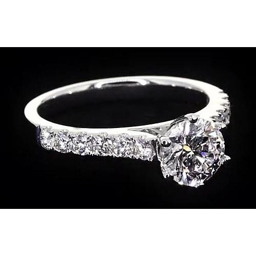 Round Natural Diamond Engagement Ring 1.75 Carats White Gold Womens Jewelry 3