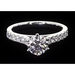 Round Natural Diamond Engagement Ring 1.75 Carats White Gold Womens Jewelry